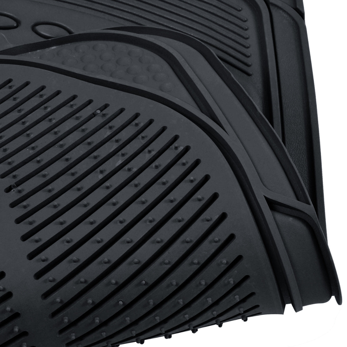 BDK Front and Back ProLiner Heavy Duty Car Rubber Floor Mats for Auto， 3 Piece Set