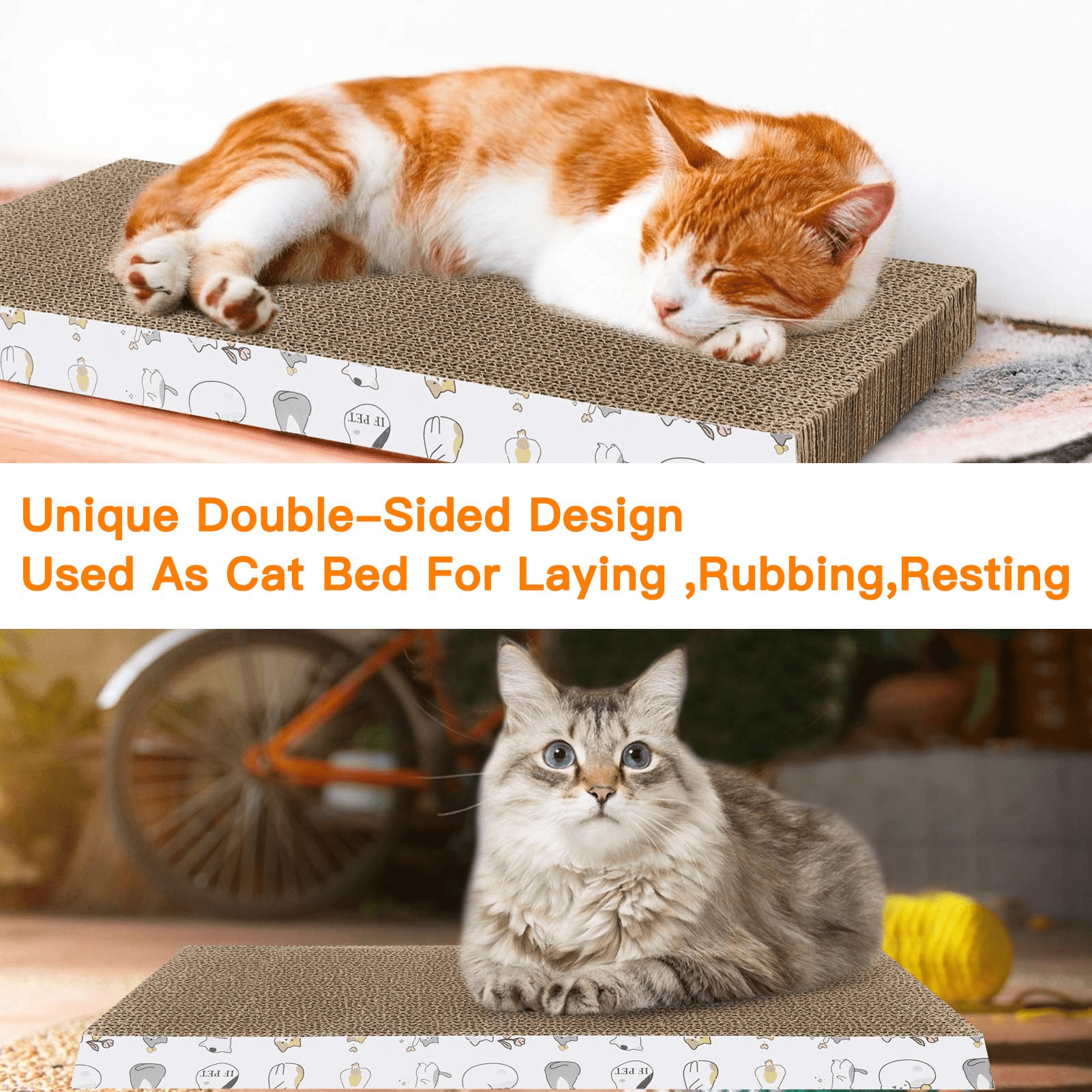 OMZER Cardboard Cat Scratcher Lounger 3pcs， Durable Corrugated Cardboard Cat Scratcher Board with Hole， Scratching Lounger， Cat Scratching Pad for Indoor Cats as Furniture Protector， Cat Training Toy