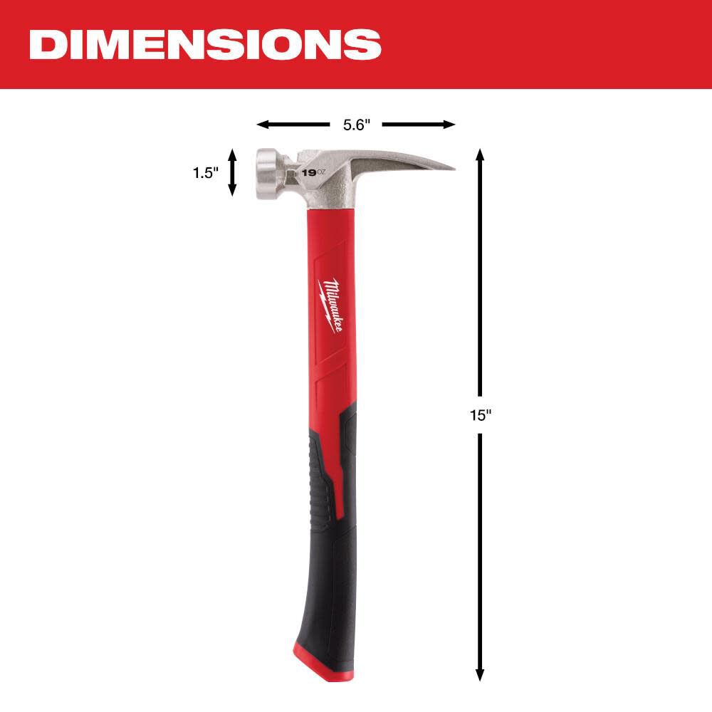 Milwaukee 19 oz Smooth Face Poly/Fiberglass Handle Hammer 48-22-9316 from Milwaukee