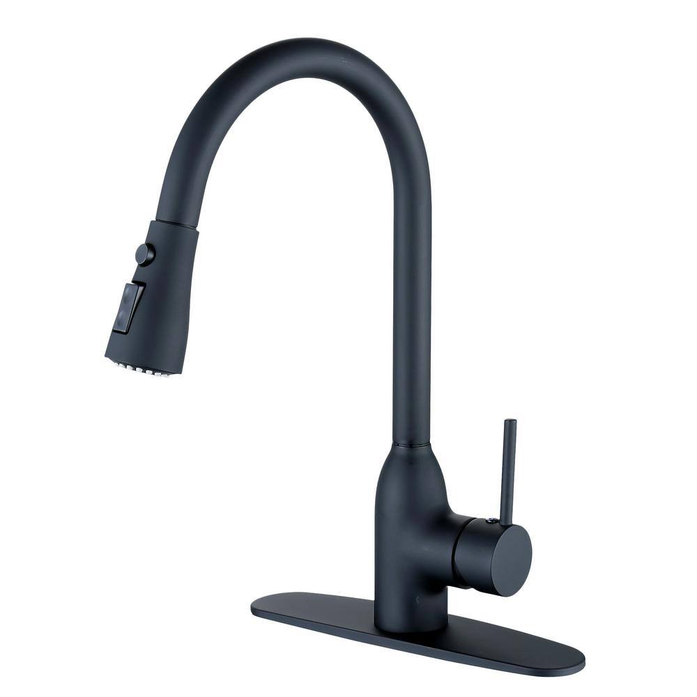 Runfine Single-Handle Pull-Down Sprayer Kitchen Faucet in Matte Black RFF10E-BLK