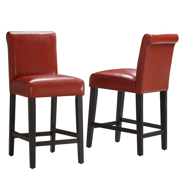 Bennett Red Faux Leather High Back Bar Stools (Set of 2) by iNSPIRE Q Bold