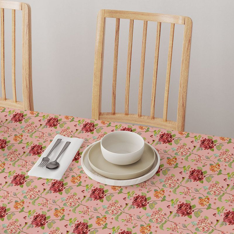 Rectangular Tablecloth， 100% Cotton， 52x104， Hydrangea Blossom