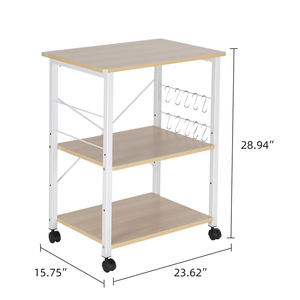 UBesGoo 3-Layer Kitchen Microwave Oven Stand Cart, Rolling Bakers Rack Kitchen Utility Storage Serving Cart, Kitchen Island Cart for Kitchen