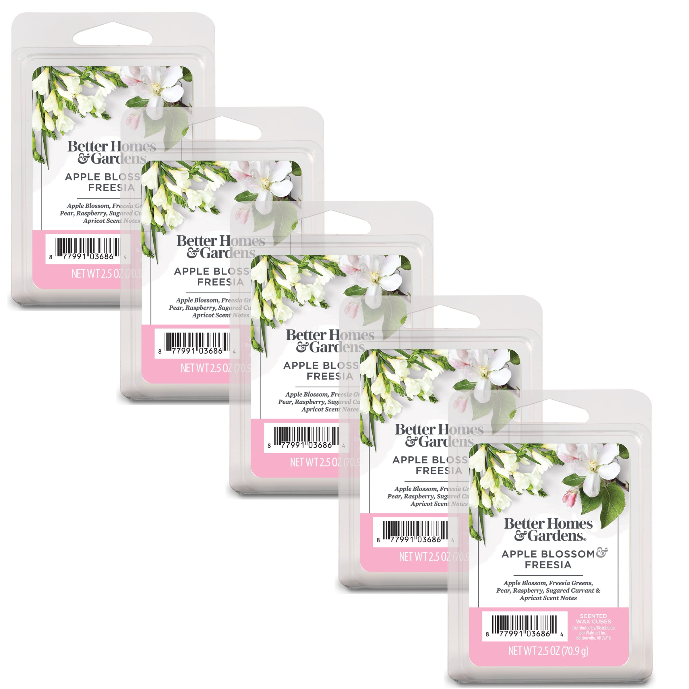 Apple Blossom Freesia Scented Wax Melts， Better Homes and Gardens， 2.5 oz (5-Pack)