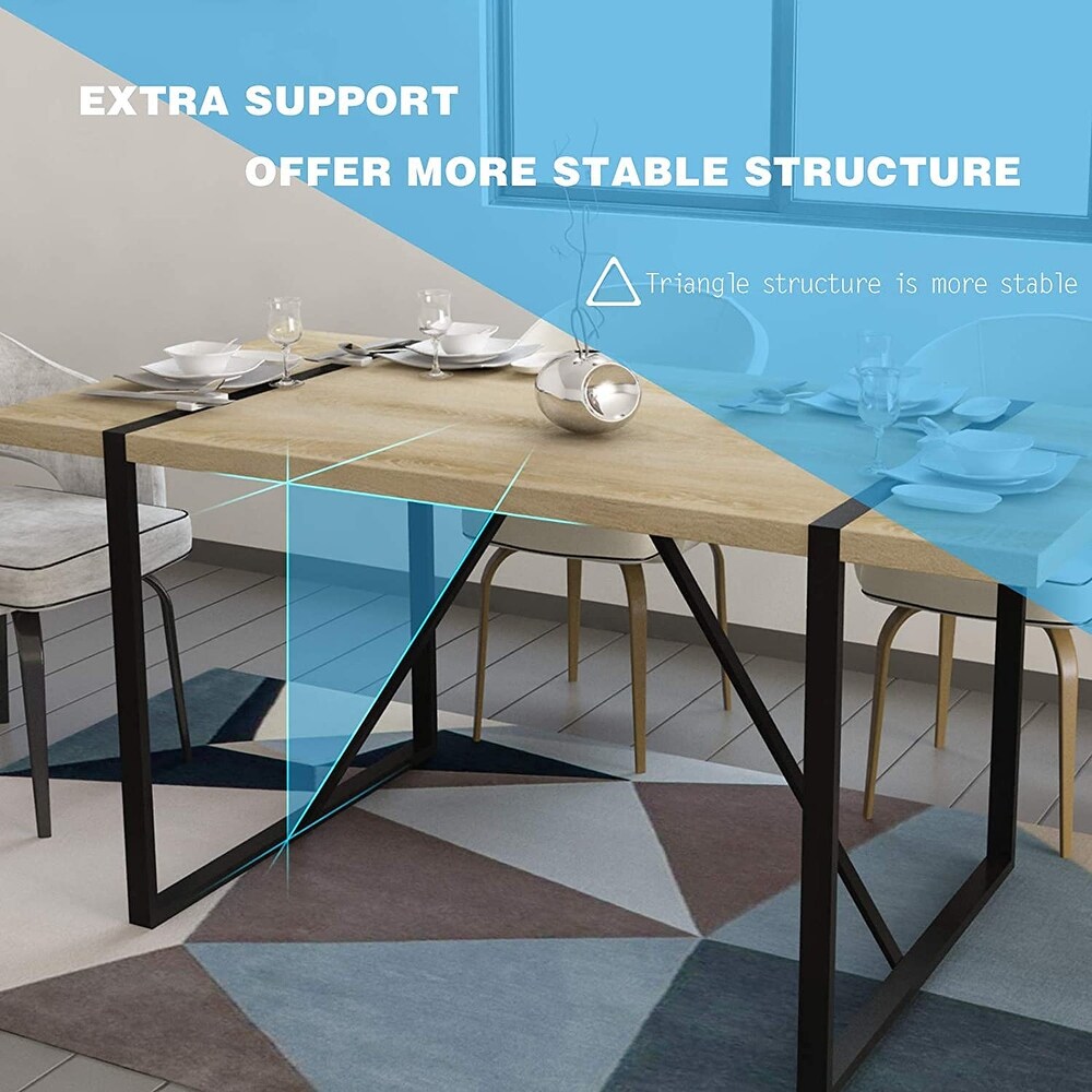 Rectangular Kitchen Table  Industrial Style Dining Table with Wood Tabletop and Metal Frame for Home Office Dining Room