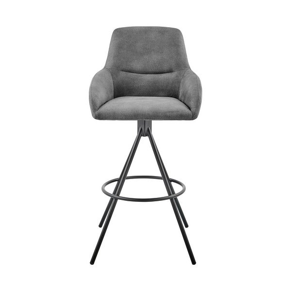 Odessa Counter or Bar Height Stool in Charcoal Fabric and Black Finish