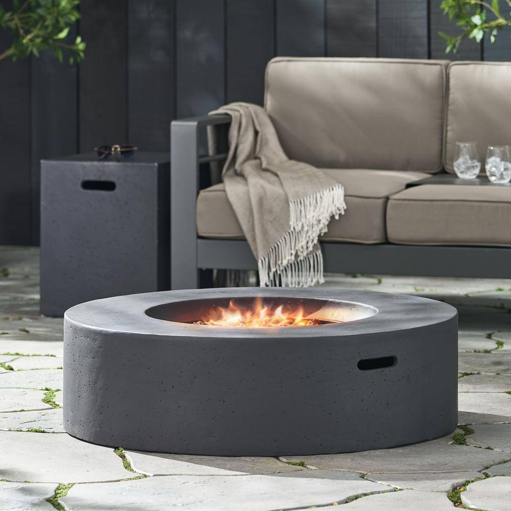 Noble House Aidan 39 in. x 11.5 in. Circular Outdoor Gas Fire Pit Table with Tank Holder 11221