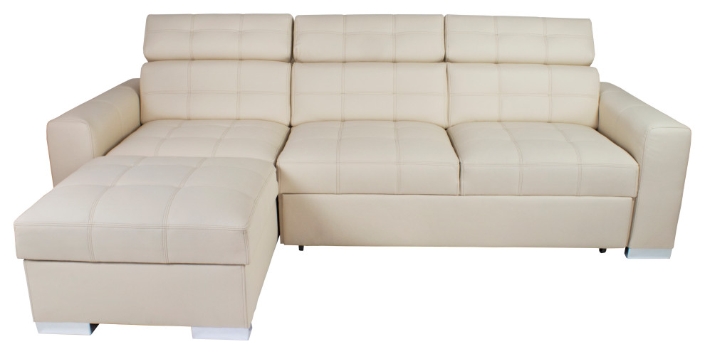 Cyrus 2 Sectional Sleeper Sofa   Beige   Left corner   Contemporary   Sleeper Sofas   by Table World  Houzz