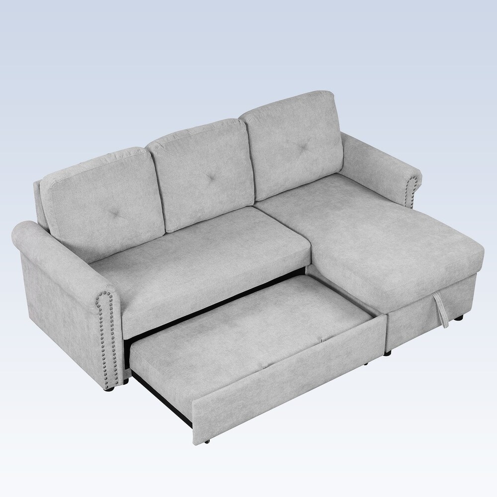 Modern Sleeper Sofa Bed Convertible Sectional Couch with Storage