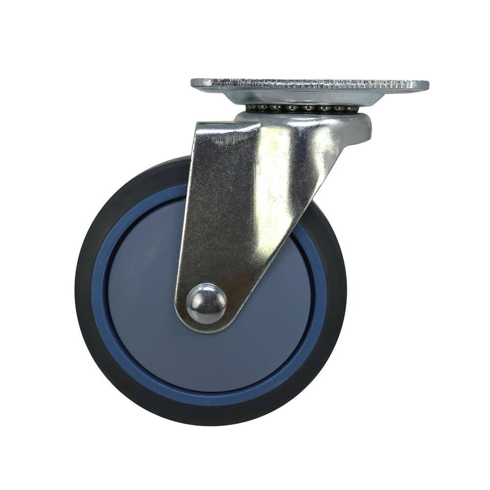 Everbilt 5 in. Gray Rubber Like TPR and Steel Swivel Plate Caster with 350 lb. Load Rating 4032545EB