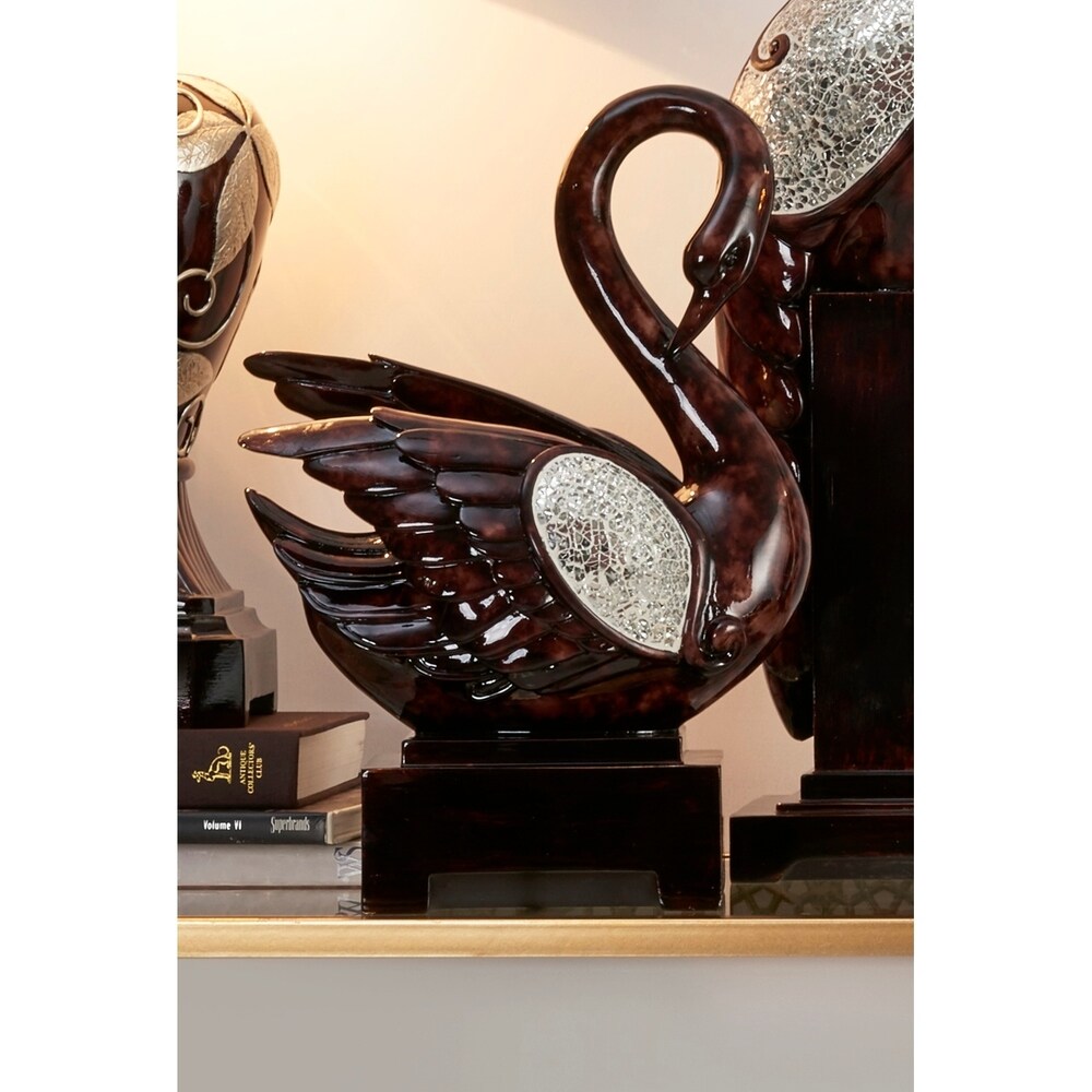 16.5 In. Folius Floral Foliage Swan Decor Statue