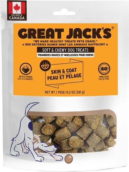 Great Jack's Skin and Coat Grain-Free Dog Treats， 9.2-oz bag