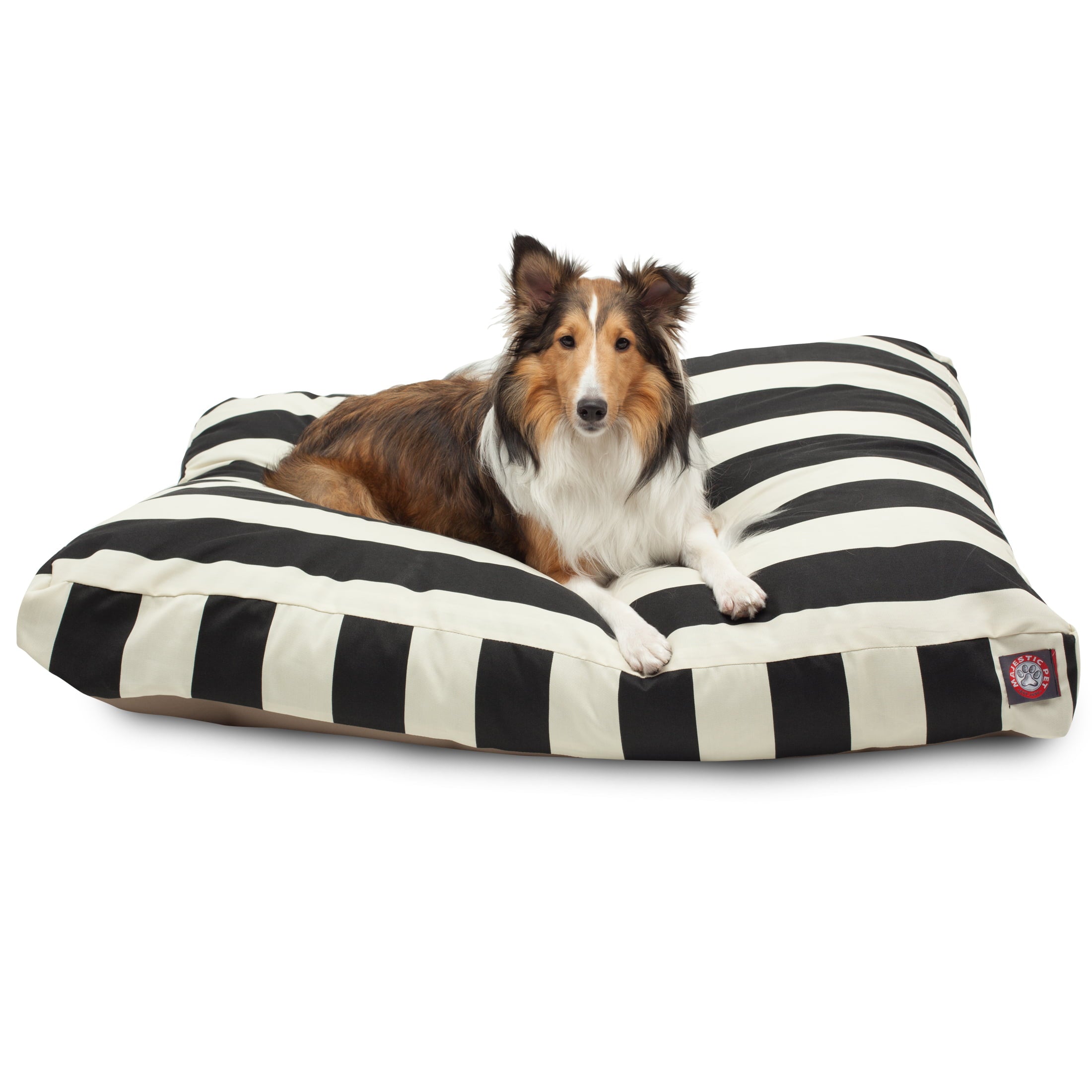 Majestic Pet | Vertical Stripe Rectangle Pet Bed For Dogs, Removable Cover, Black, Large