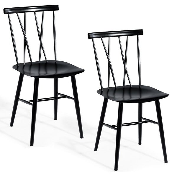 Costway Set of 2 Dining Side Chairs Chairs Armless Cross Back Kitchen - See Details