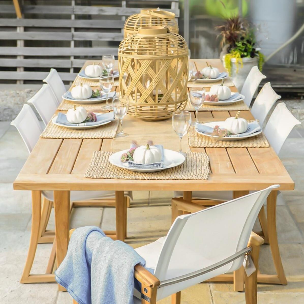 Signature Wistow Lane 64 X 42 Inch Rectangular Teak Patio Double Leaf Extension Dining Table