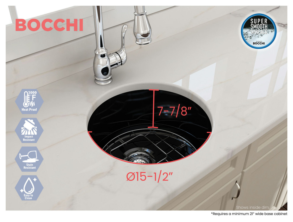 Sotto Round Dual mount Fireclay 18.5 quotSingle Bowl Bar Sink  Black   Contemporary   Bar Sinks   by Kolibri Decor  Houzz