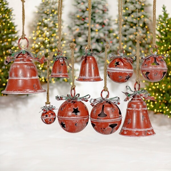 Set of 9 Assorted Style Christmas Bells