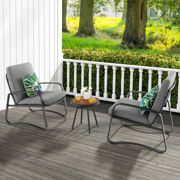 Costway 3pcs Patio Bistro Conversation Set DPC Tabletop Metal