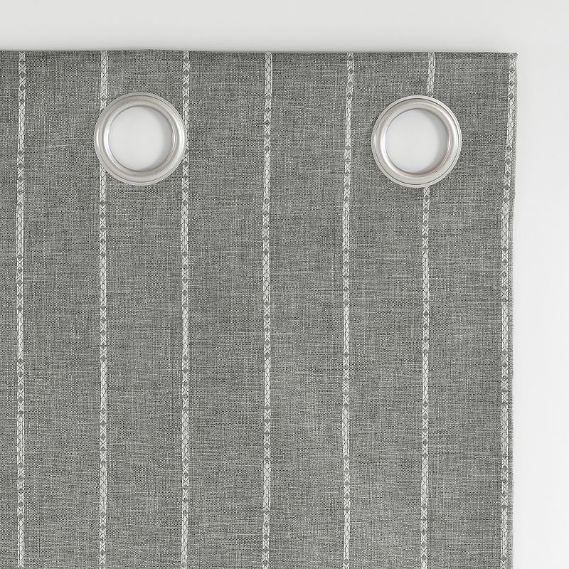 Sun Zero 2-pack Erria 100% Blackout Chambray Stripe Grommet Curtains