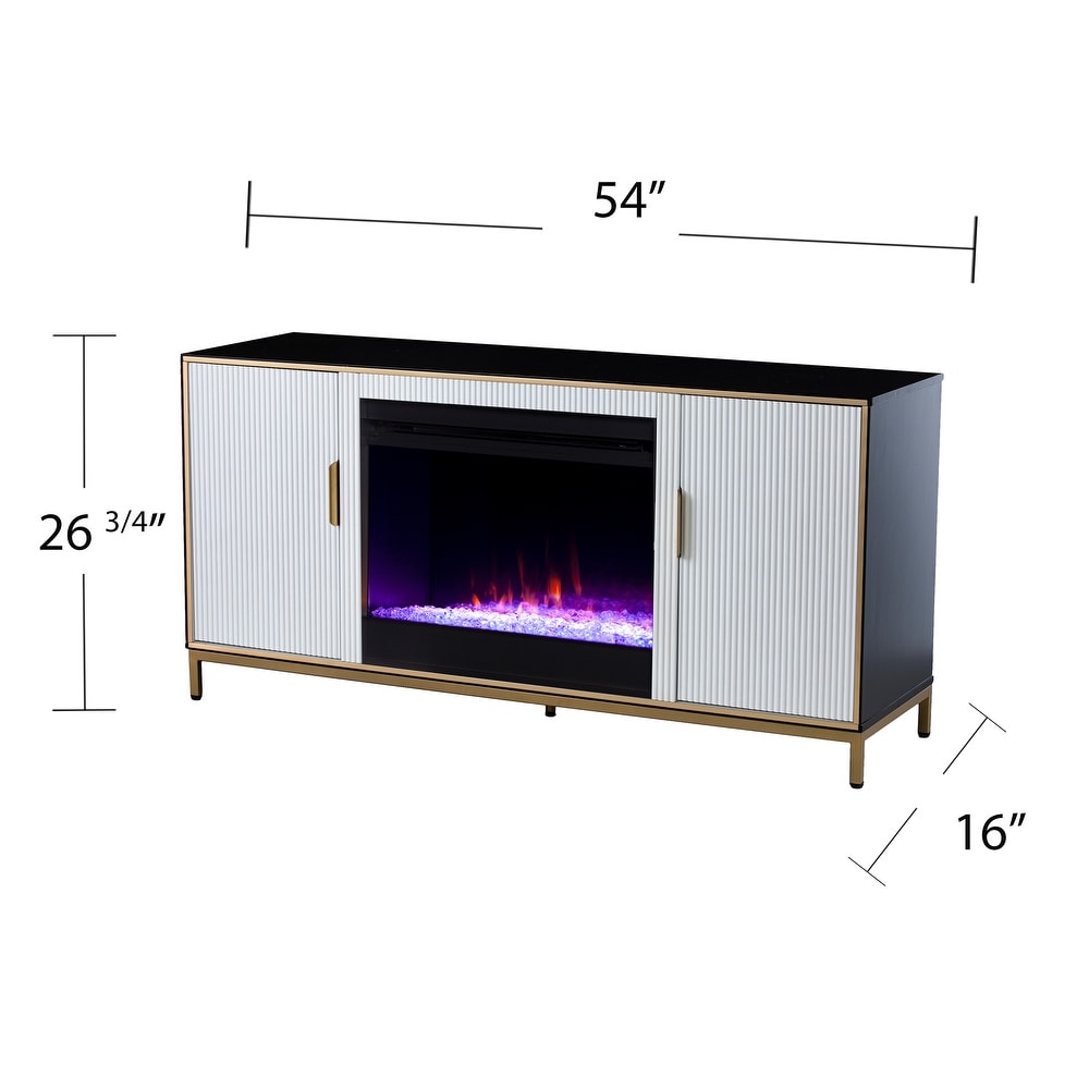 SEI Furniture Daltaire Contemporary Media TV Stand with Electric Fireplace Insert and Storage