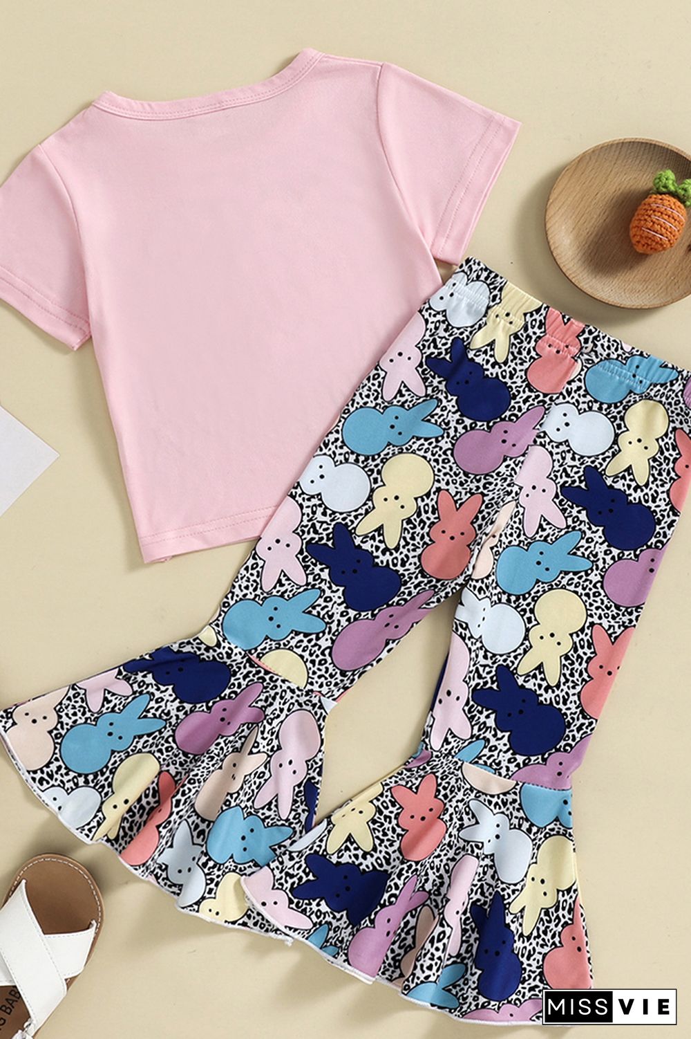 Easter Bunny Print Top & Flare Pants 2PCS Set Wholesale