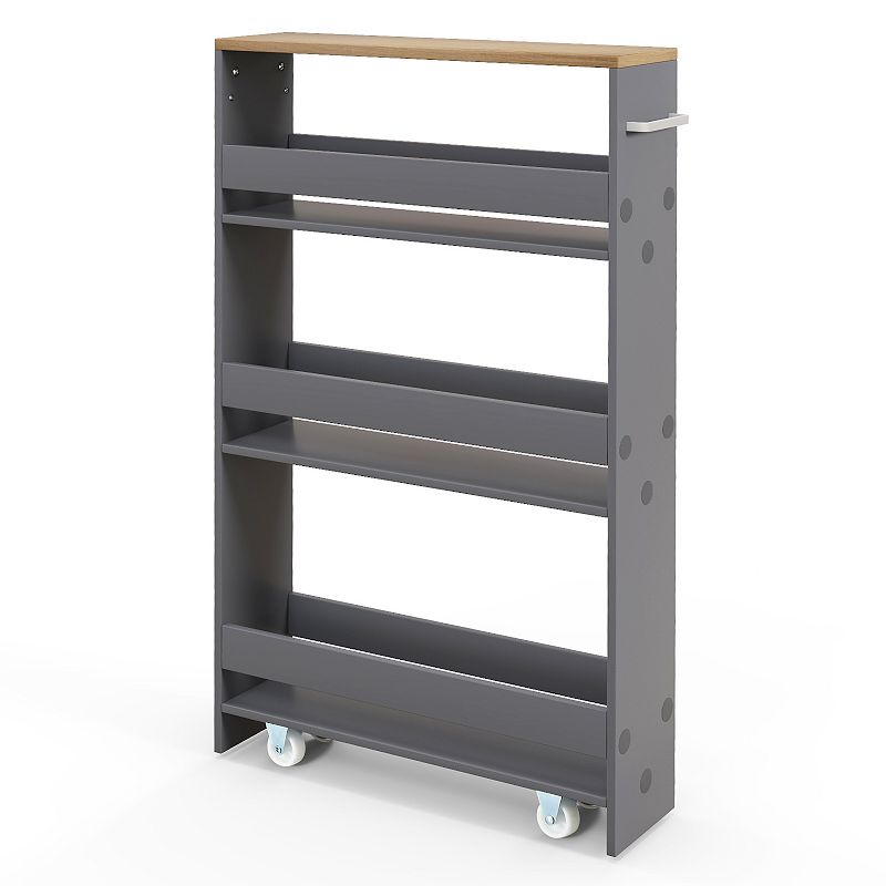 Rolling Kitchen Slim Storage Cart Mobile Shelving Organizer With Handle