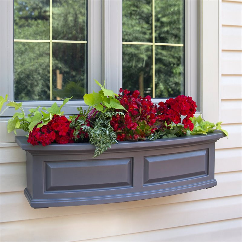 Mayne Nantucket 3ft Weatherproof Traditional Plastic Window Box in White   Transitional   Outdoor Pots And Planters   by Homesquare  Houzz