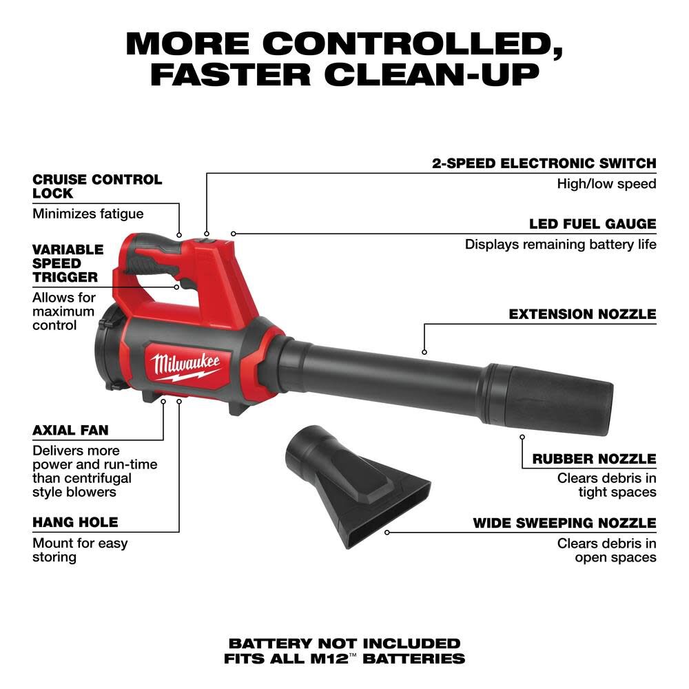 Milwaukee M12 Compact Spot Blower Bare Tool 0852-20 from Milwaukee