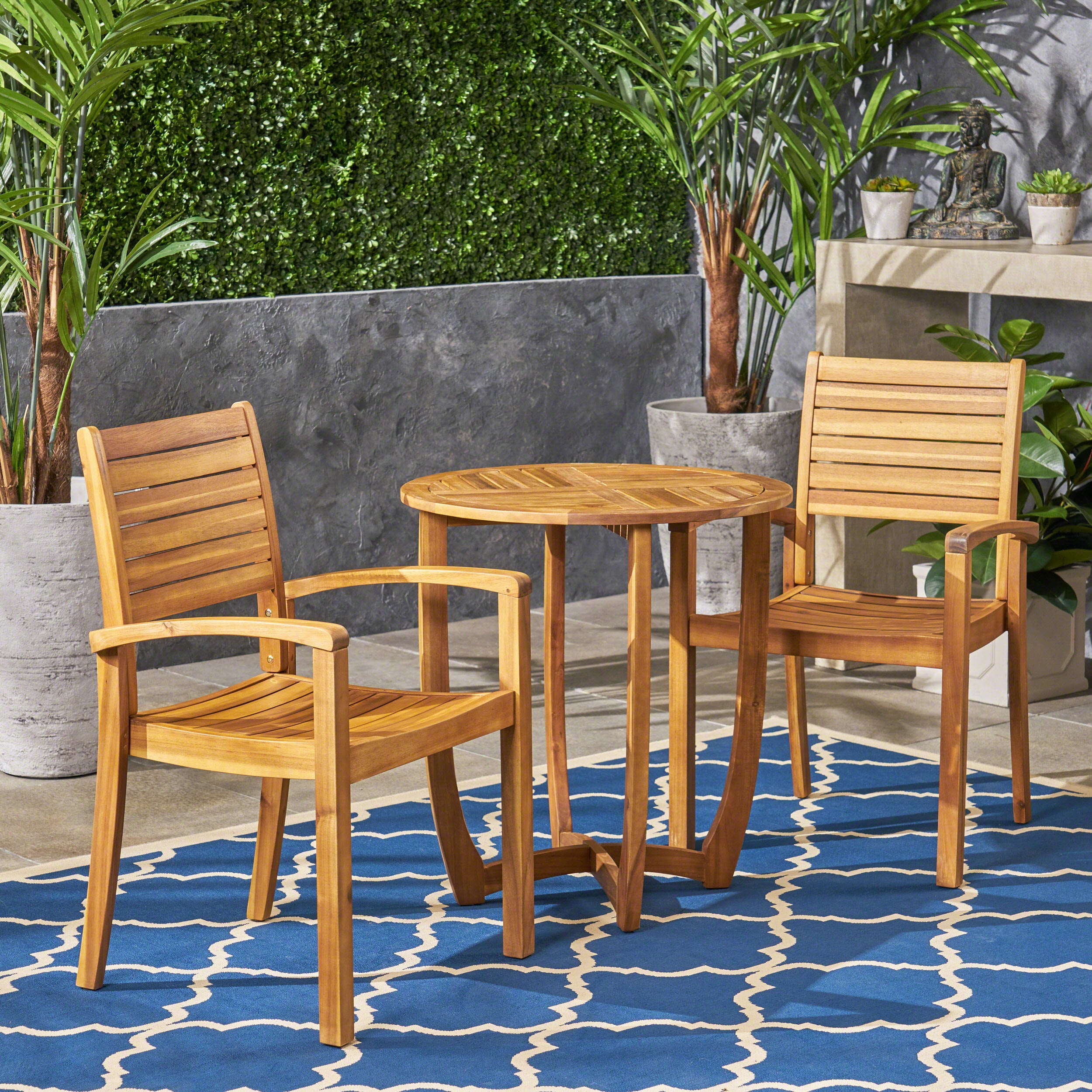 Cathy Outdoor 2-Seater Acacia Wood Bistro Set