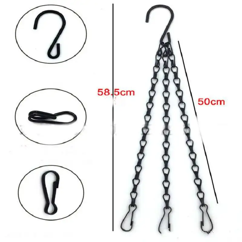 Hot selling Durable Garden Supplies 3 Point Gardening Plant Flower Pot Basket Hanging Chain with Hooks