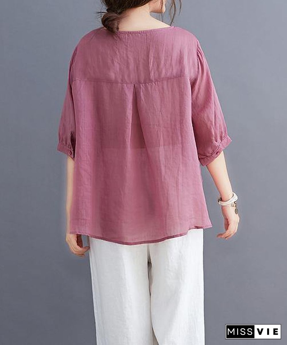 Organic rose clothes For Women v neck embroidery daily blouses