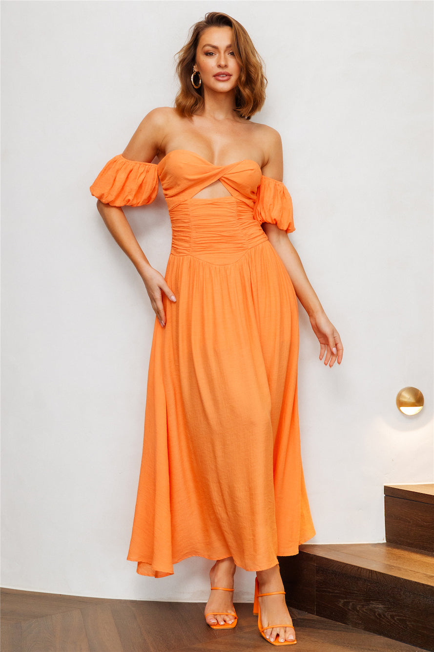 Nightly Dates Midi Dress Orange