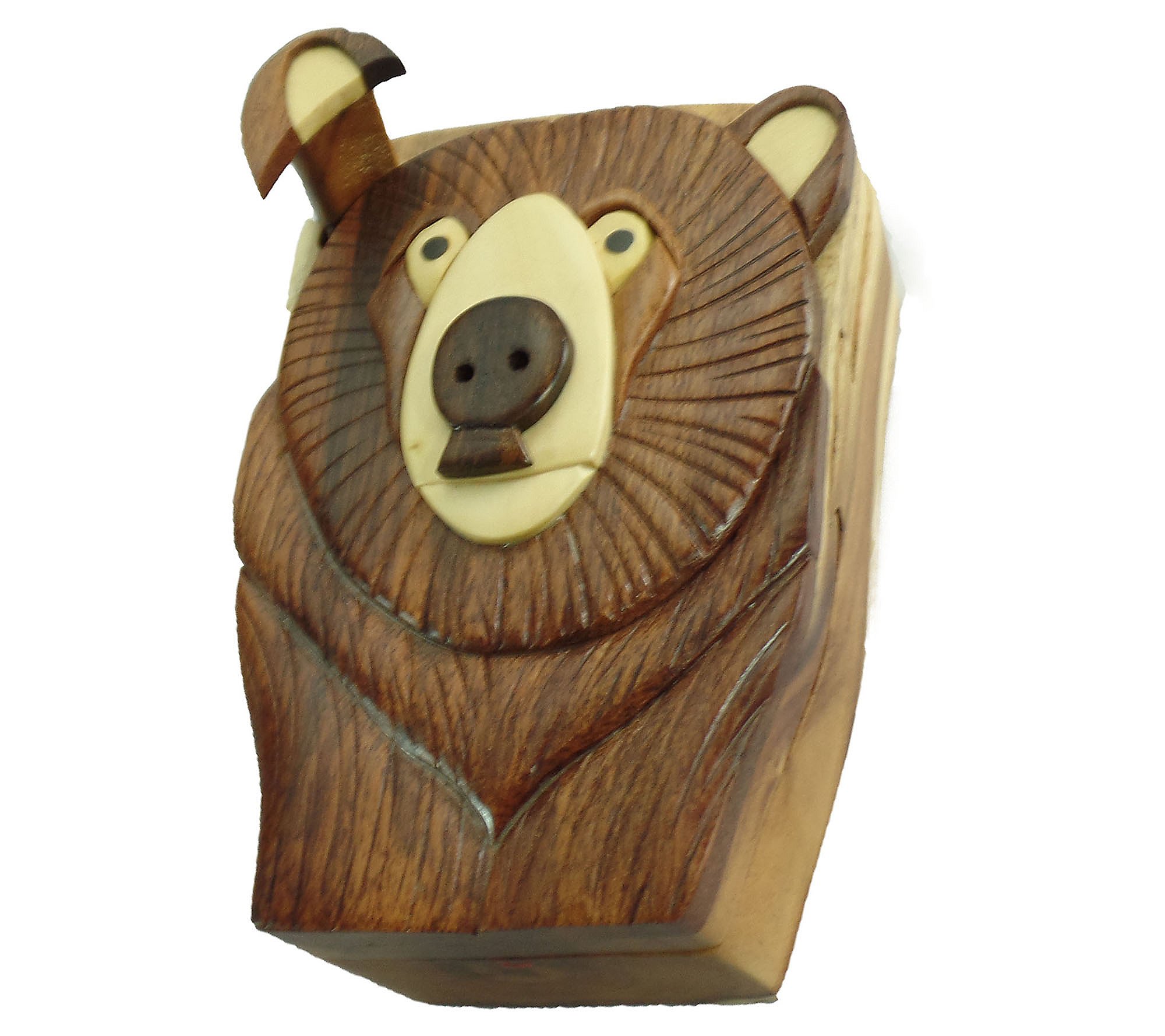 Carver Dan's Bear Head Puzzle Box with Magnet Closures