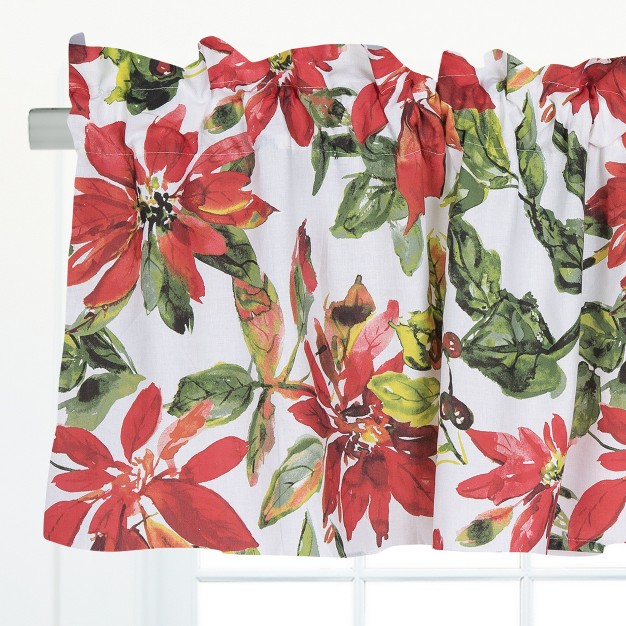 C amp f Home Poinsettia Berries Cotton Red Valance Window Treatment