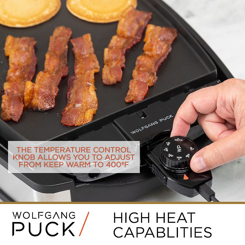 Wolfgang Puck XL Reversible Grill Griddle， Oversized Removable Cooking Plate， Nonstick Coating， Dishwasher Safe， Heats Up to 400oF， Stay Cool Handles