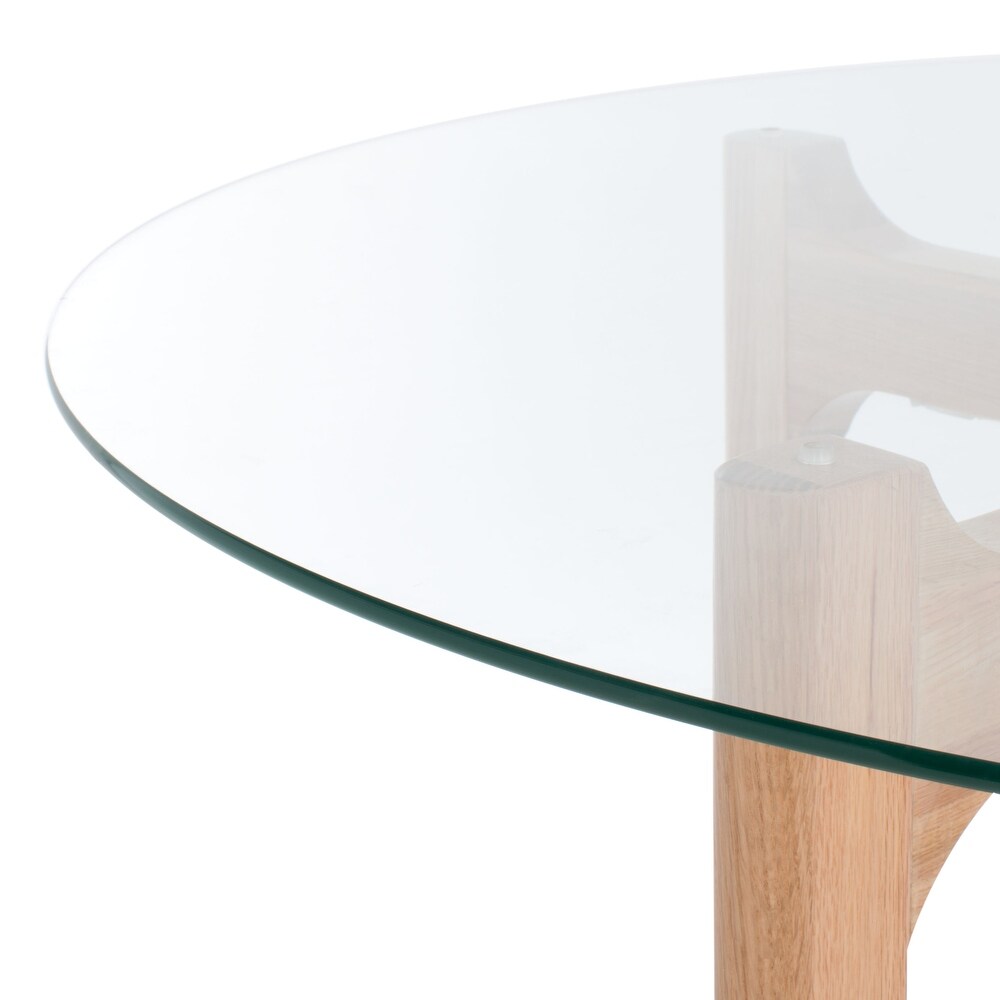 SAFAVIEH Couture Ruthanne Solid Wood/Tempered Glass Round Dining Table   48 in. W x 48 in. D x 30 in. H