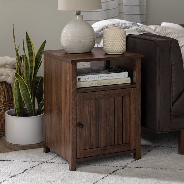 Modern Open Shelf End Table， Grey Wash