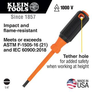 Klein Tools Insulated Screwdriver 14 in. Cabinet 4 in. Round Shank 6824INS