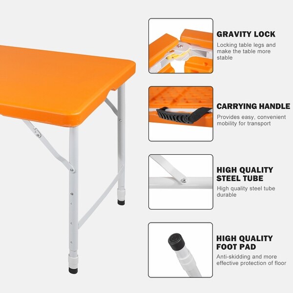 4ft Portable Folding Table Indoor Outdoor Foldable Table for Camping