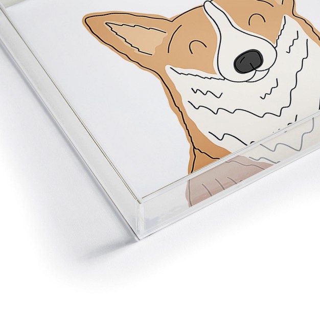 Allyson Johnson Welsh Corgi Portrait Acrylic Tray Deny Designs