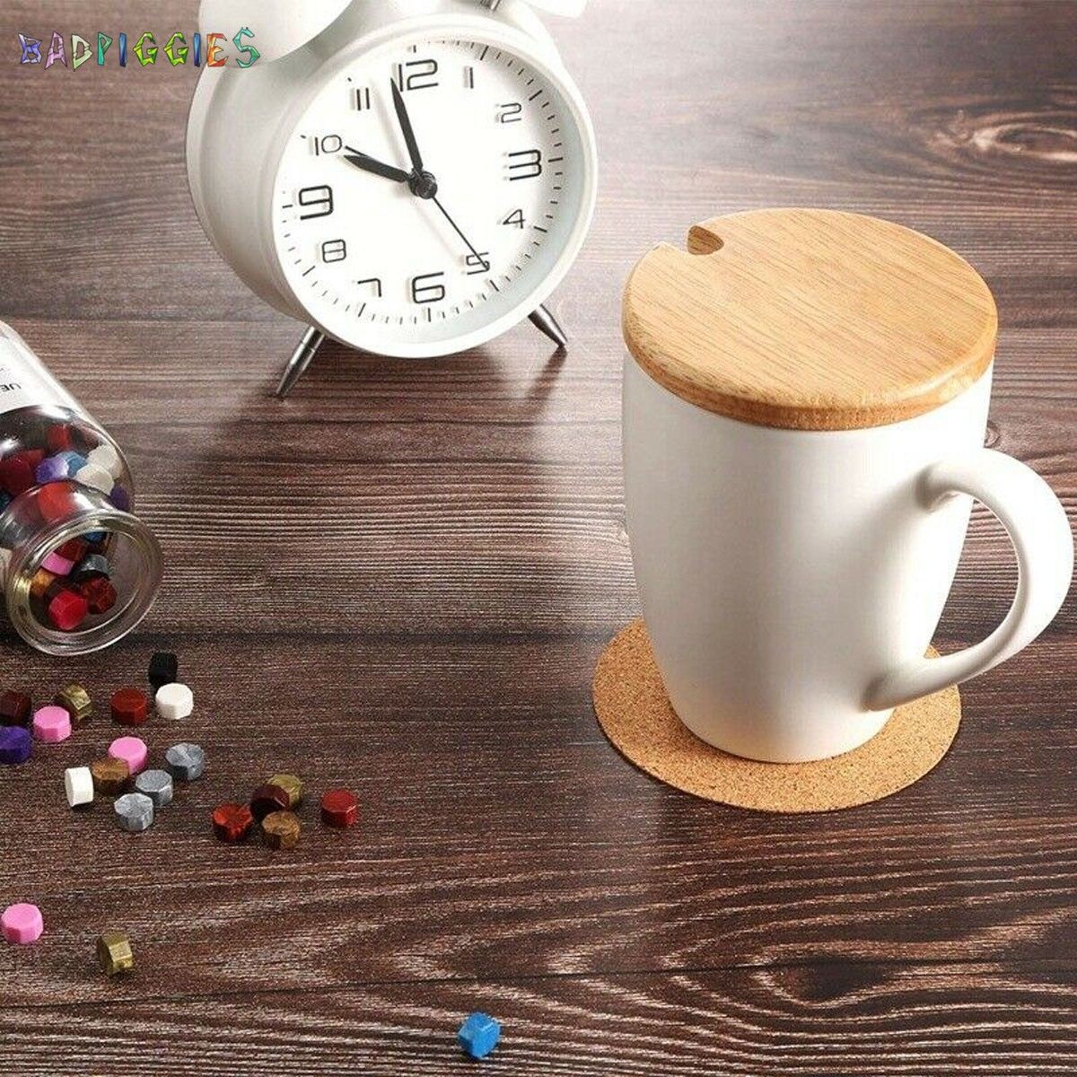 BadPiggies 30 Pcs Self-Adhesive Cork Round 4 x 4 Inch Cork Circle Backing Sheets Cork Tiles for Cork Coasters and DIY Crafts