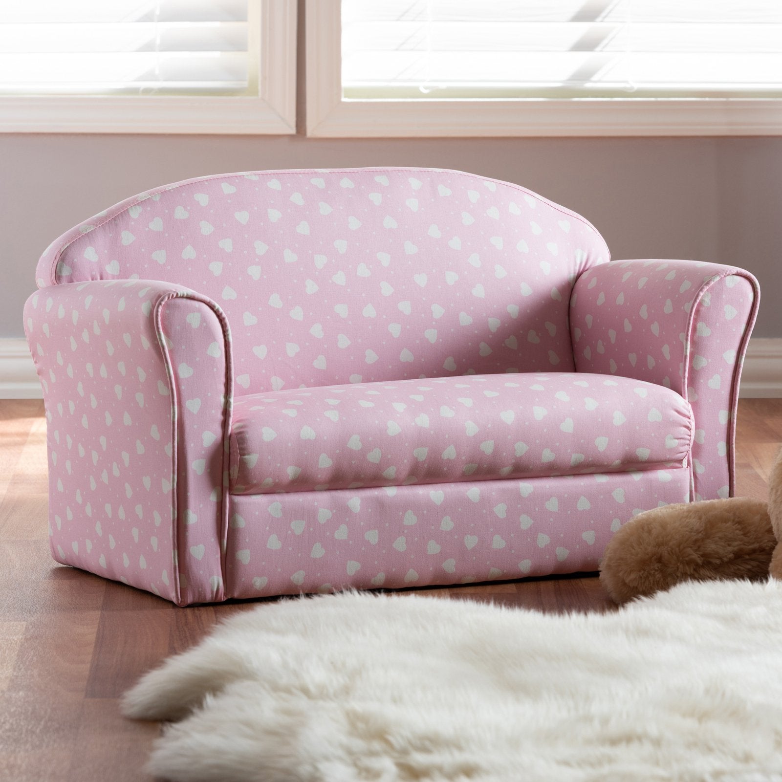 Baxton Studio Erica Heart Upholstered Kids Sofa