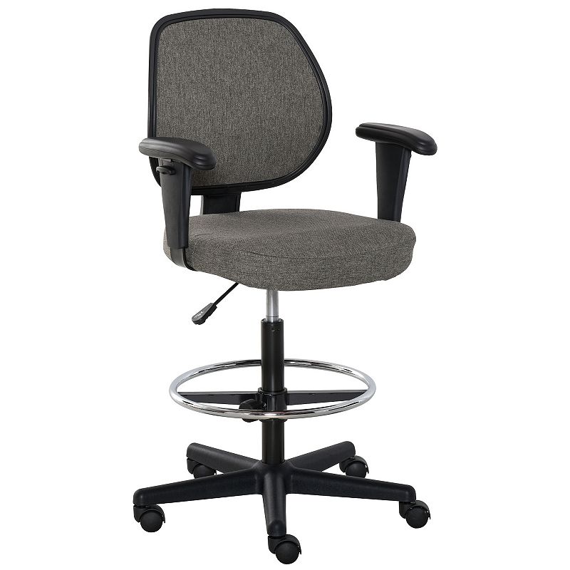 Vinsetto Ergonomic Tall Drafting Desk Chair with Adjustable Foot Ring Armrest and 360 degree Swivel Wheels Grey