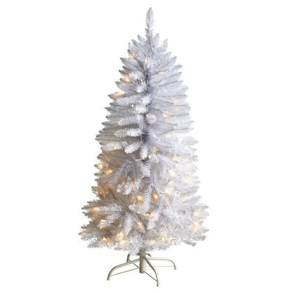 4' Slim White Christmas Tree with 100 Lights