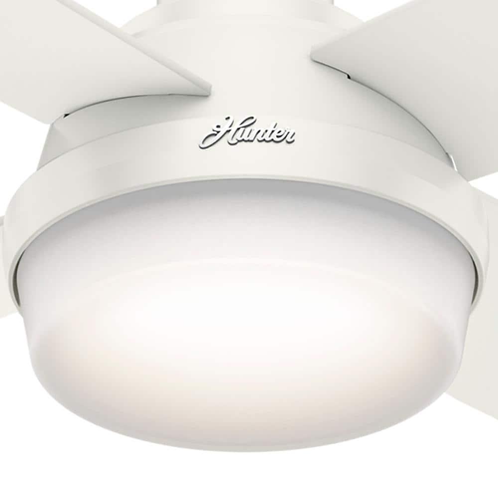 Hunter Dempsey 52 in Low Profile LED Indoor Fresh White Ceiling Fan with Universal Remote