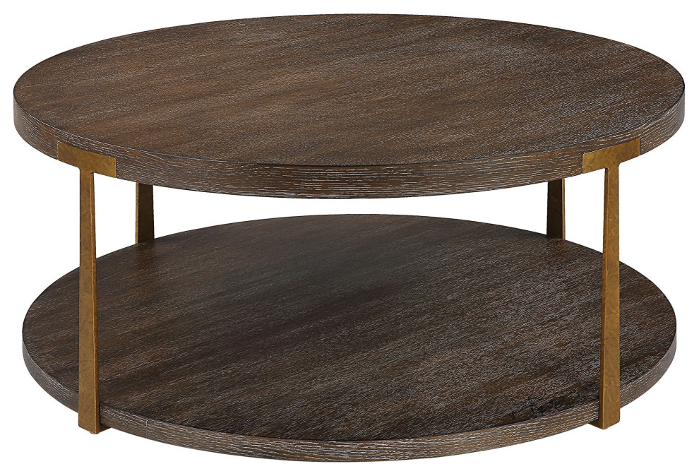 Uttermost Palisade Round Wood Coffee Table   Transitional   Coffee Tables   by Hudson Home Decor  Houzz