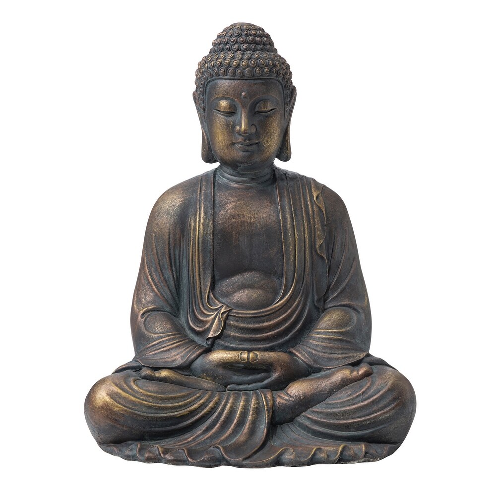 Glitzhome Zen Style MgO Meditating Buddha Garden Statue Indoor Outdoor