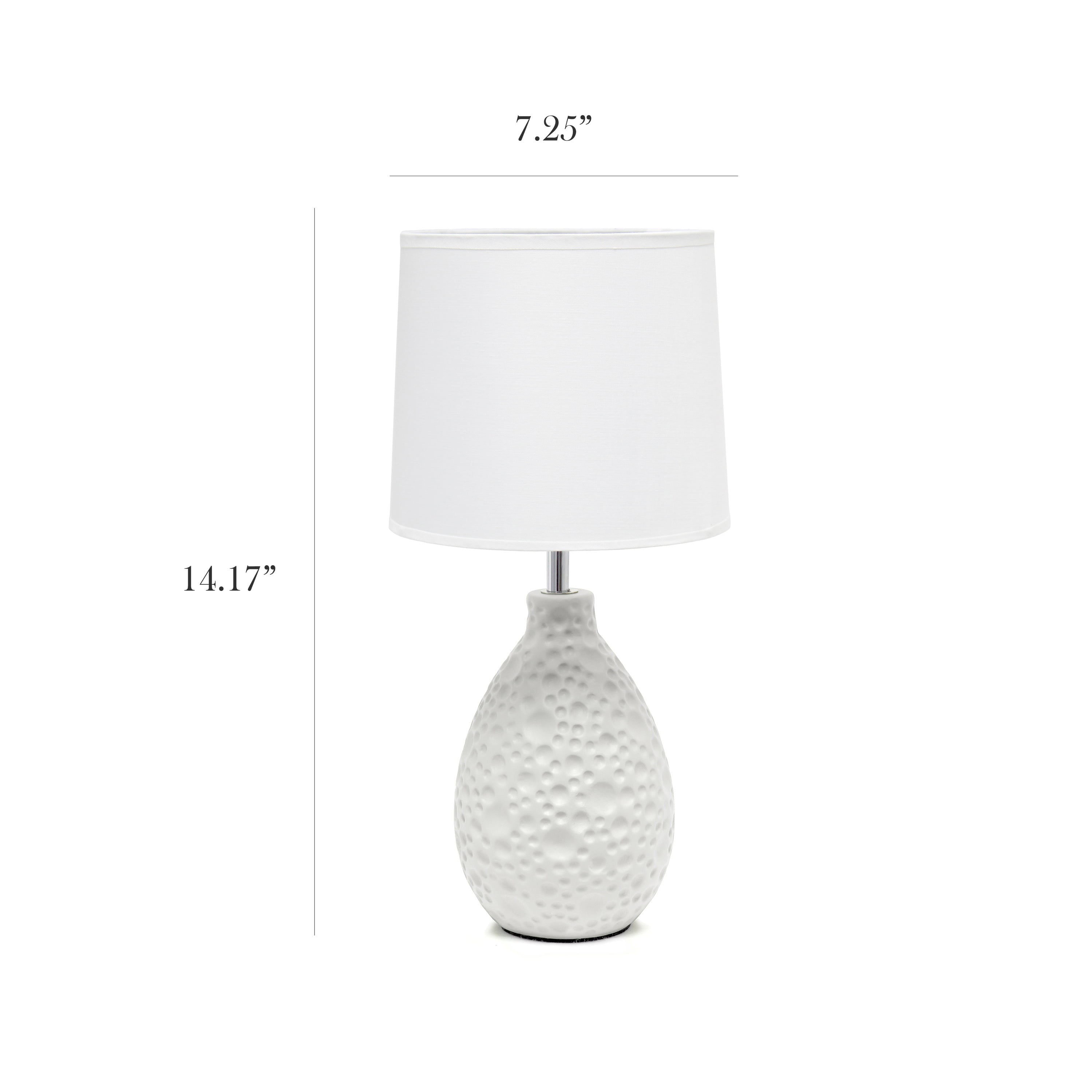 Simple Designs White Texturized Ceramic Oval Table Lamp