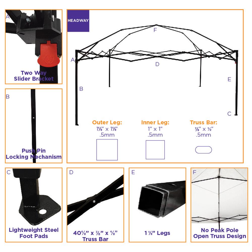 Impact Canopy 10and#8242; x 10and#8242; Canopy Tent， UV Coated， Black Steel Framed， Pop Up Tent Includes Roller Bag， Red