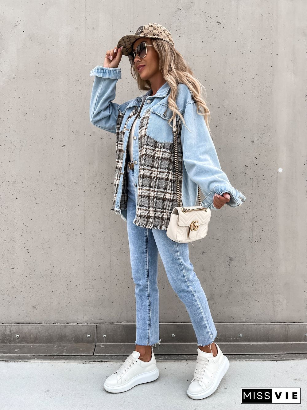 Casual Button Closure Long Sleeve Jean Shirt